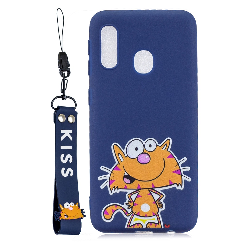 Acekool for Samsung A20E Cartoon Lovely Coloured Painted Soft TPU Back Cover Non-slip Shockproof Full Protective Case with Lanyard Light pin - Image 3