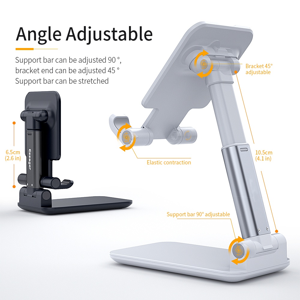 Foldable Phone Stand Metal Cellphone Holder Adjustable Desk Bracket Smartphone Mount Universal for iOS/Android Moble Black - Image 3