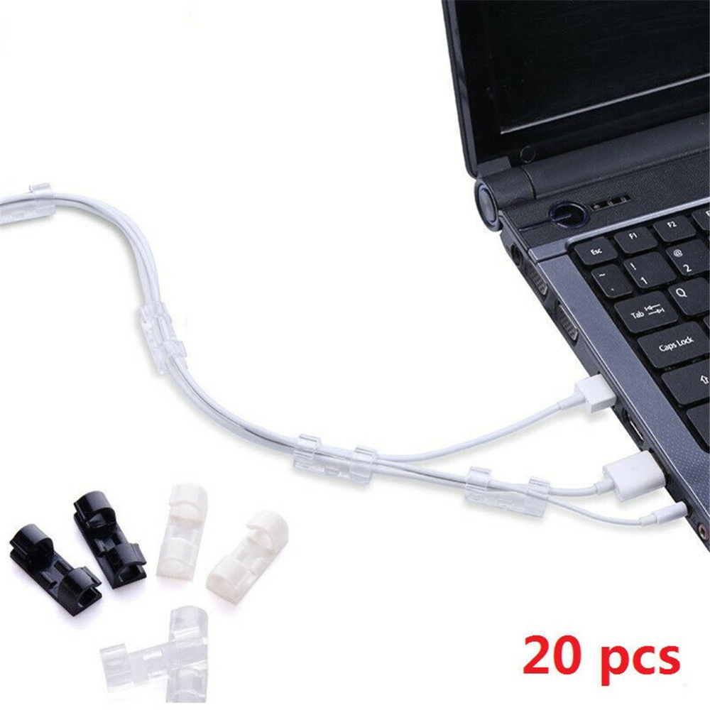 20pcs Wire Cable Management Organizer Cord Clips Holder Data Telephone Line Winder Sleeve Transparent - Image 3