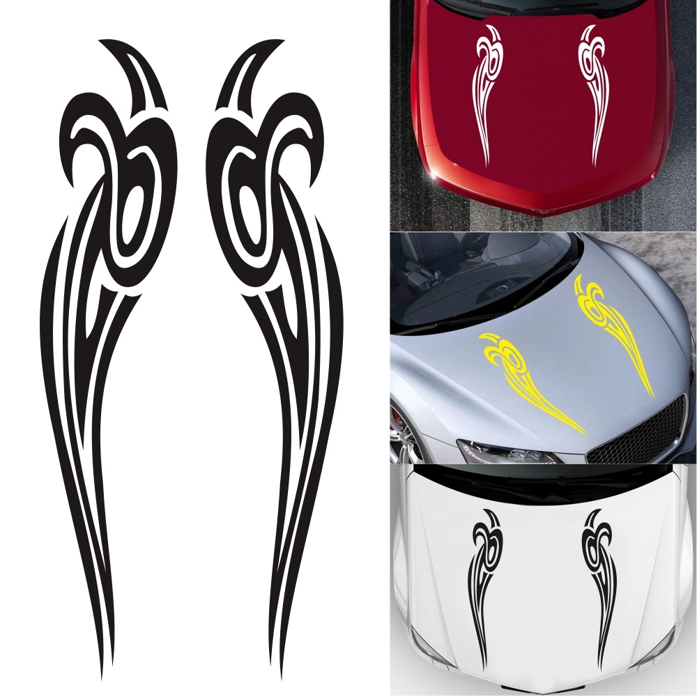 Flame Totem Car Head Engine Hood Sticker Scratch Door Stickers Waterproof Reflective Modification Decals white - Image 2