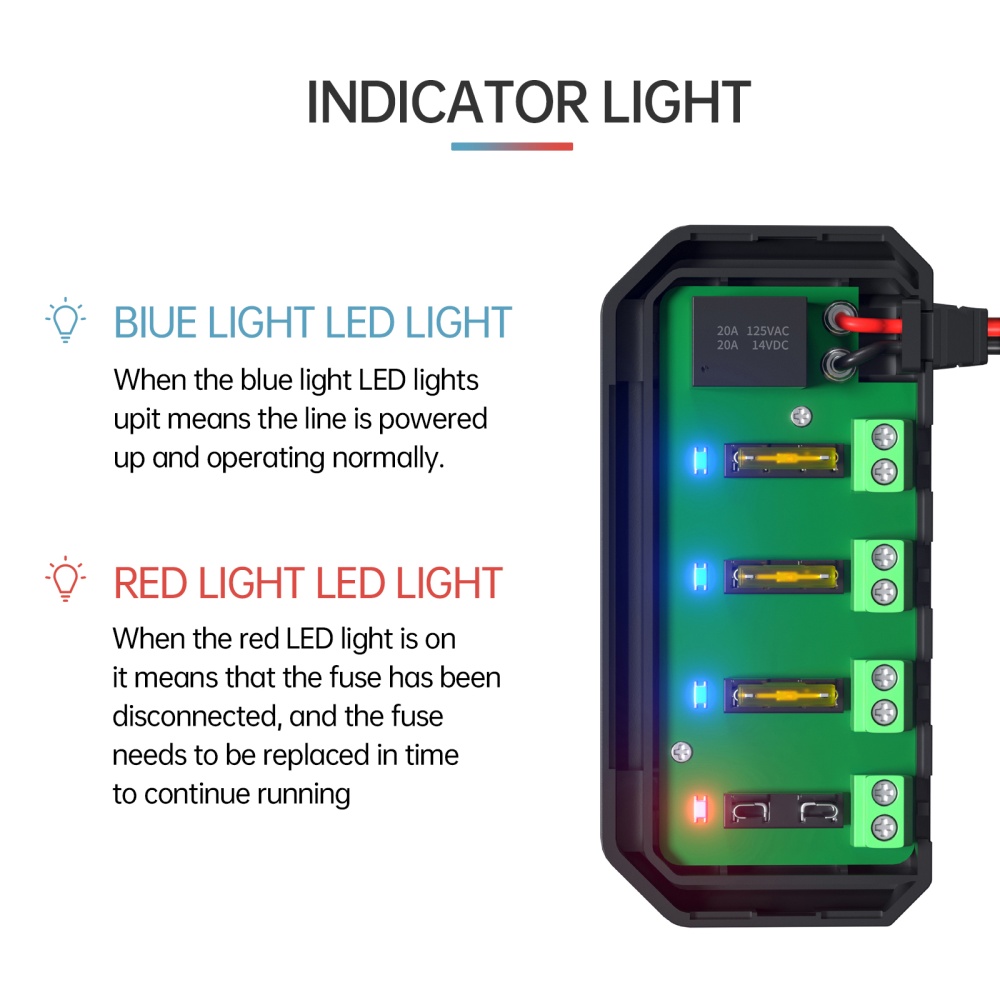 Motorcycle Quick Wiring Fuse Box Led Indicator Light 12v Electrical Insulation Battery Protective Junction black - Image 2