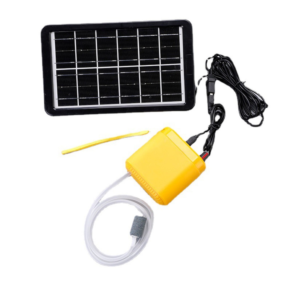 Solar Oxygen Pump Large Capacity Lithium Battery Silent Usb Charging Aquarium Fish Tank Air panel + red charge pump - Image 3