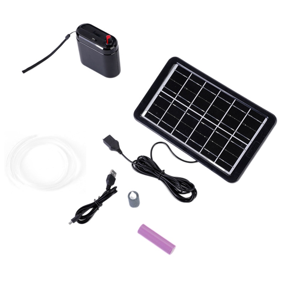 Solar Oxygen Pump Large Capacity Lithium Battery Silent Usb Charging Aquarium Fish Tank Air panel + red charge pump - Image 2