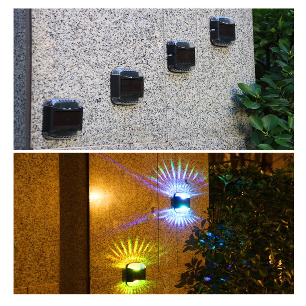 4pcs 4led Solar Wall Lamp Waterproof Up Down Luminous Night Light For Outdoor Garden Courtyard Decoration white light - Image 3