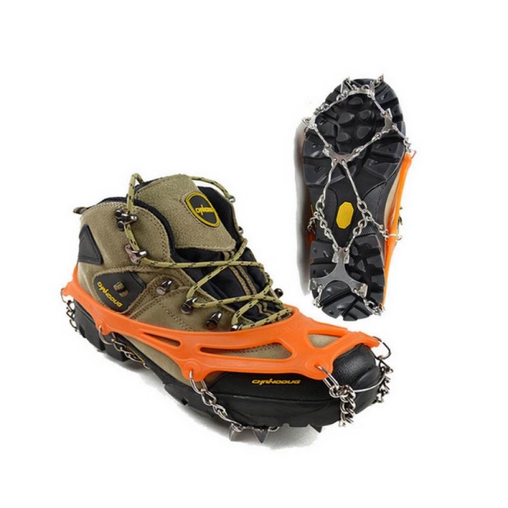 Children Winter Warm Outdoor Non-slip Ultra Stable 11 Tooth Crampons Climbing Snowshoe Shoes Cover XS code - yellow (28-32 horses)_11 teeth - Image 2