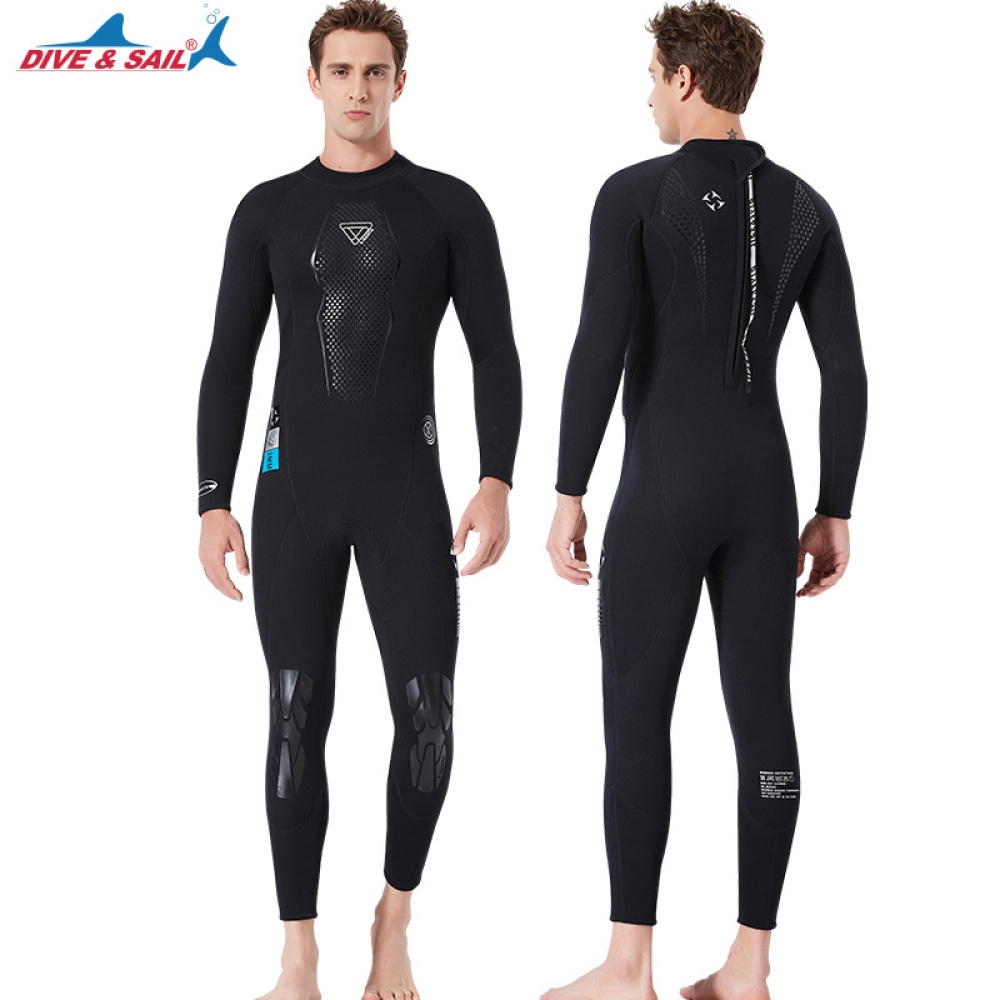 3mm Wetsuit Warm Neoprene Scuba Diving Spearfishing Surfing Long Sleeves Black/red_M - Image 3