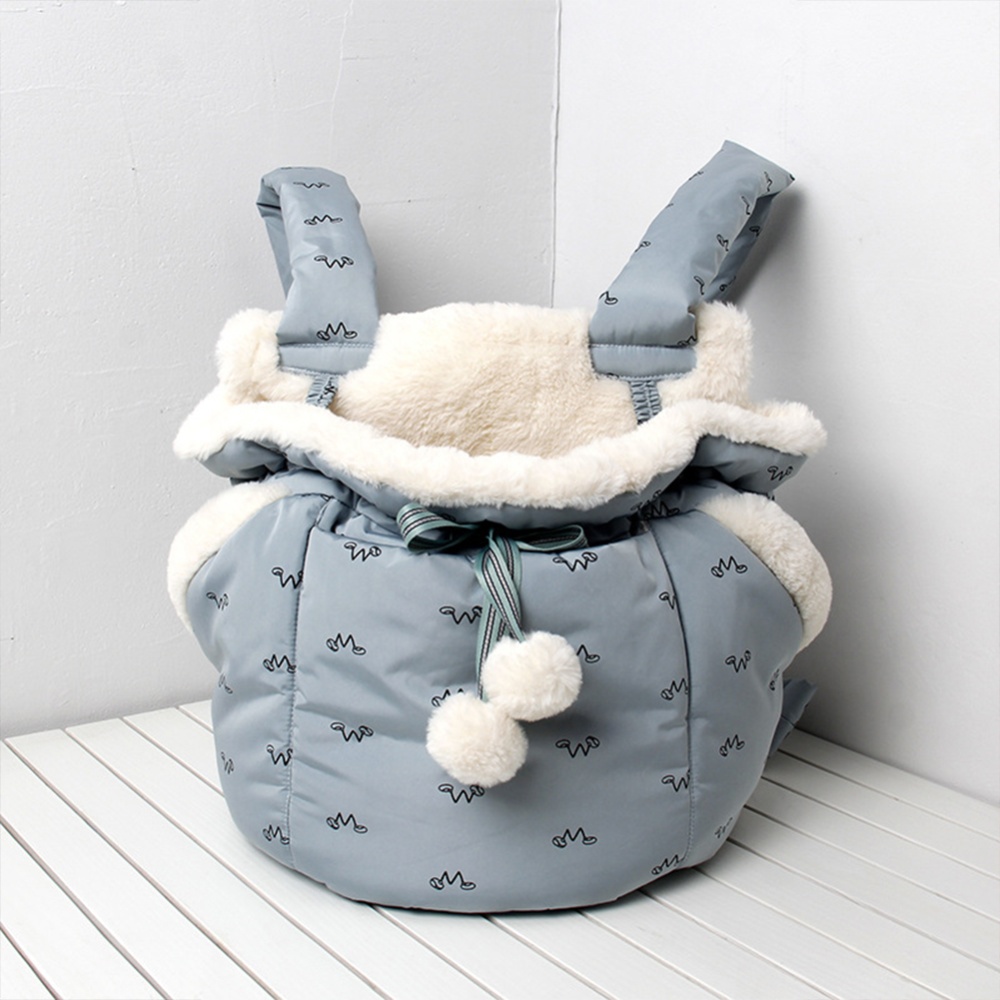 Front Hanging Chest Pack Semi-Closed Warm Sleeping Bag for Outdoor Pet Cat Blue - Image 2