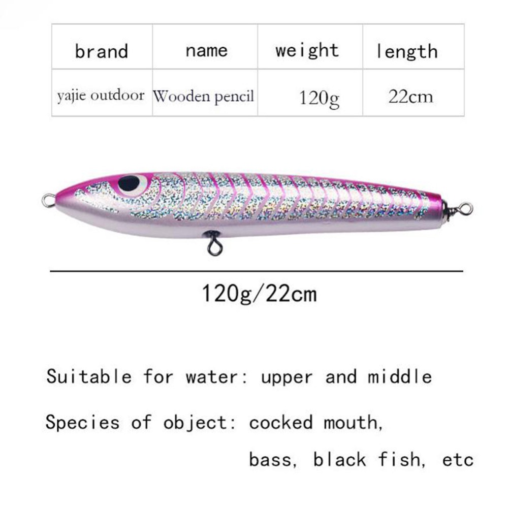 120G Fishing Lures Bass Swimbaits Wooden Handiwork Slow Sinking Hard Bait Pencil 2 # blue / YJ-N-006-1 120g_120g22cm - Image 3