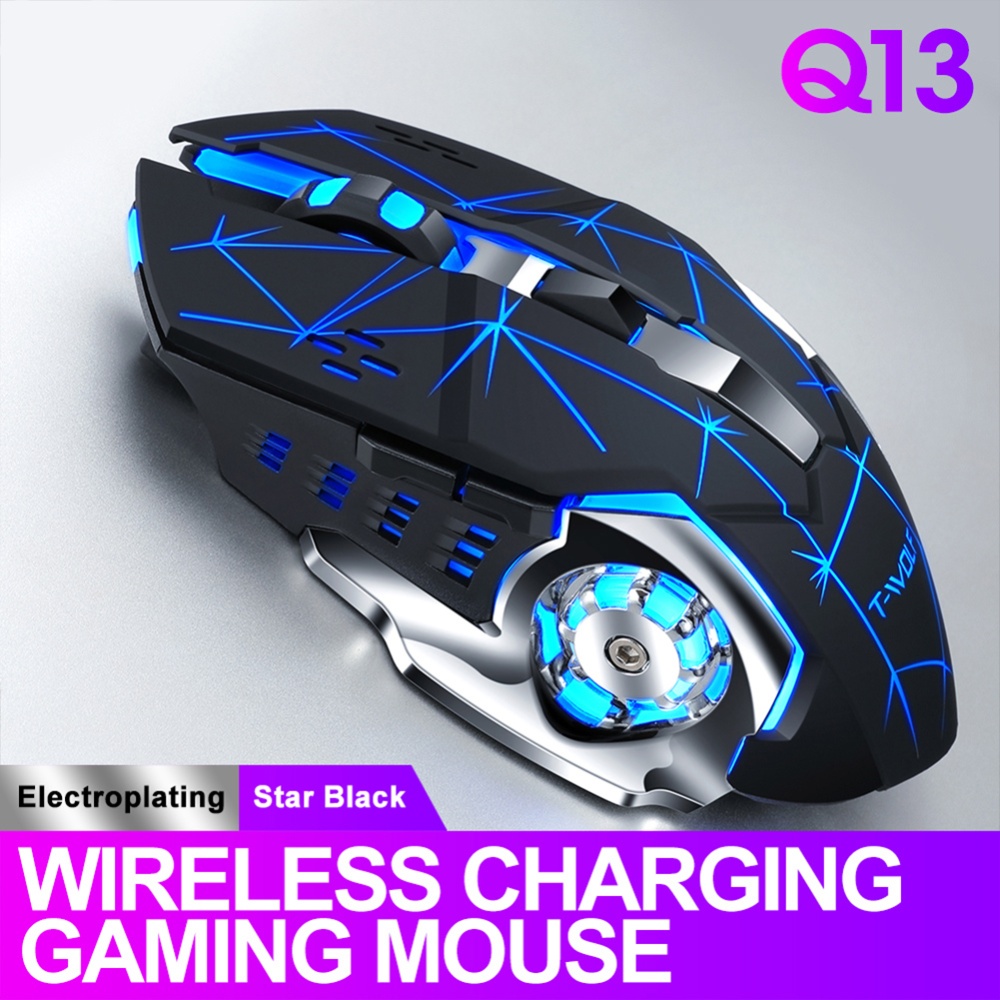 Q13 Profession Wireless Gaming Mouse 6 Buttons 2400 Dpi Led Optical Usb Computer Silent For PC Laptop star black mute - Image 2