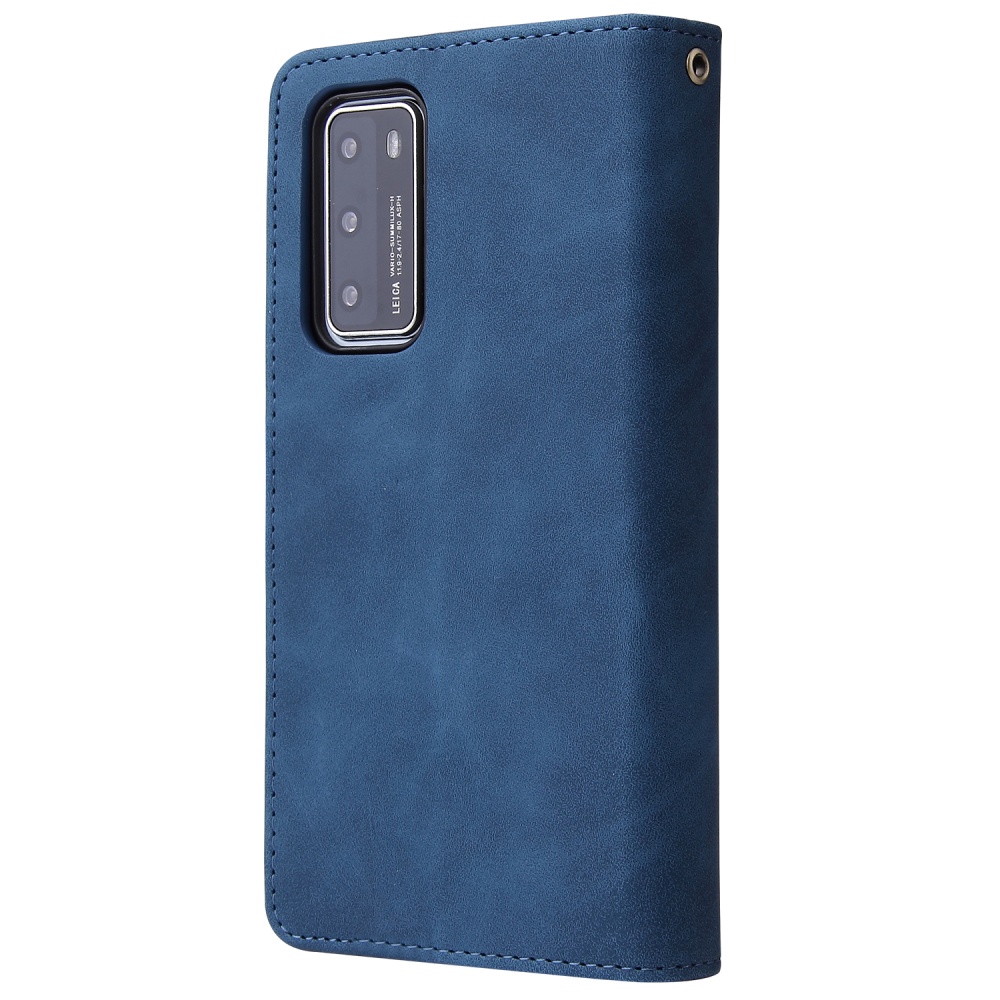 For HUAWEI P40 Case Smartphone Shell Wallet Design Zipper Closure Overall Protection Cellphone Cover 2 blue - Image 3