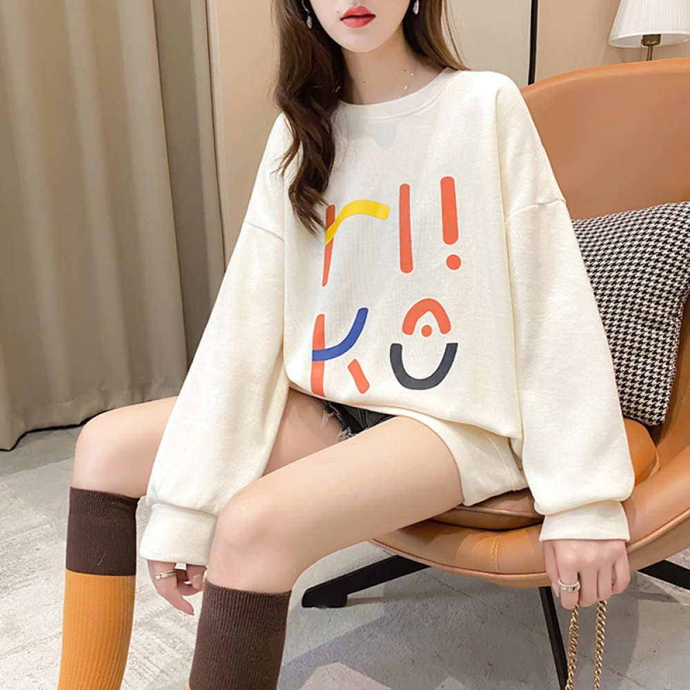 Women's Hoodie Spring and Autumn Thin Loose Pullover Long-sleeve Hooded Sweater Apricot _M - Image 2