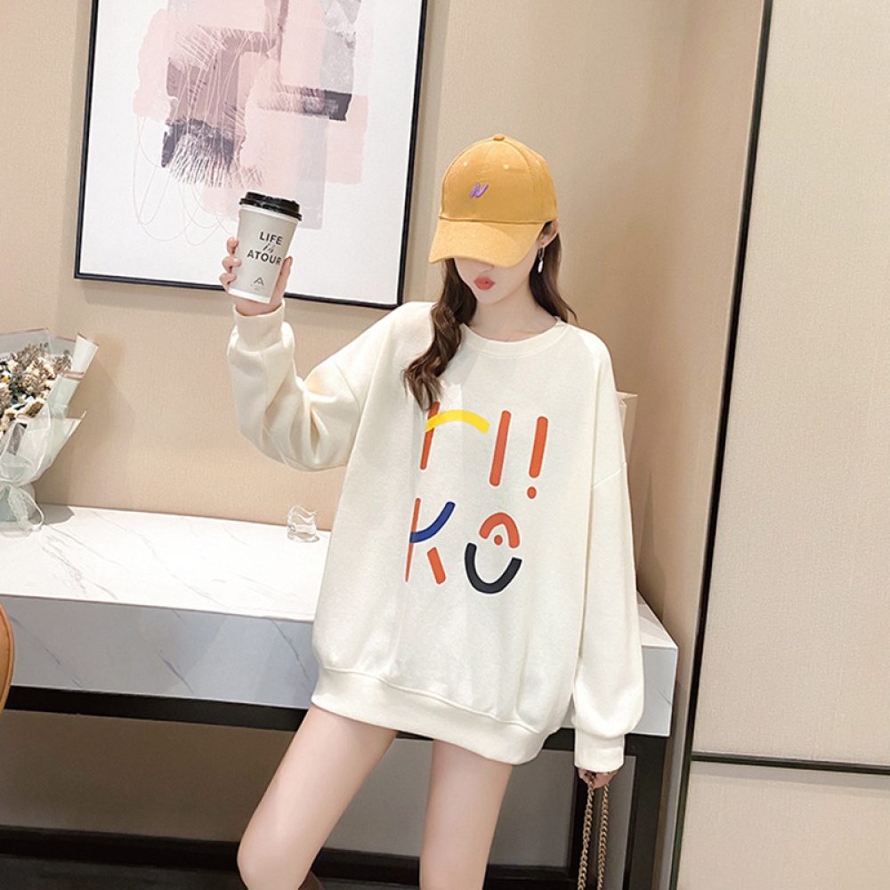 Women's Hoodie Spring and Autumn Thin Loose Pullover Long-sleeve Hooded Sweater Apricot _M - Image 3