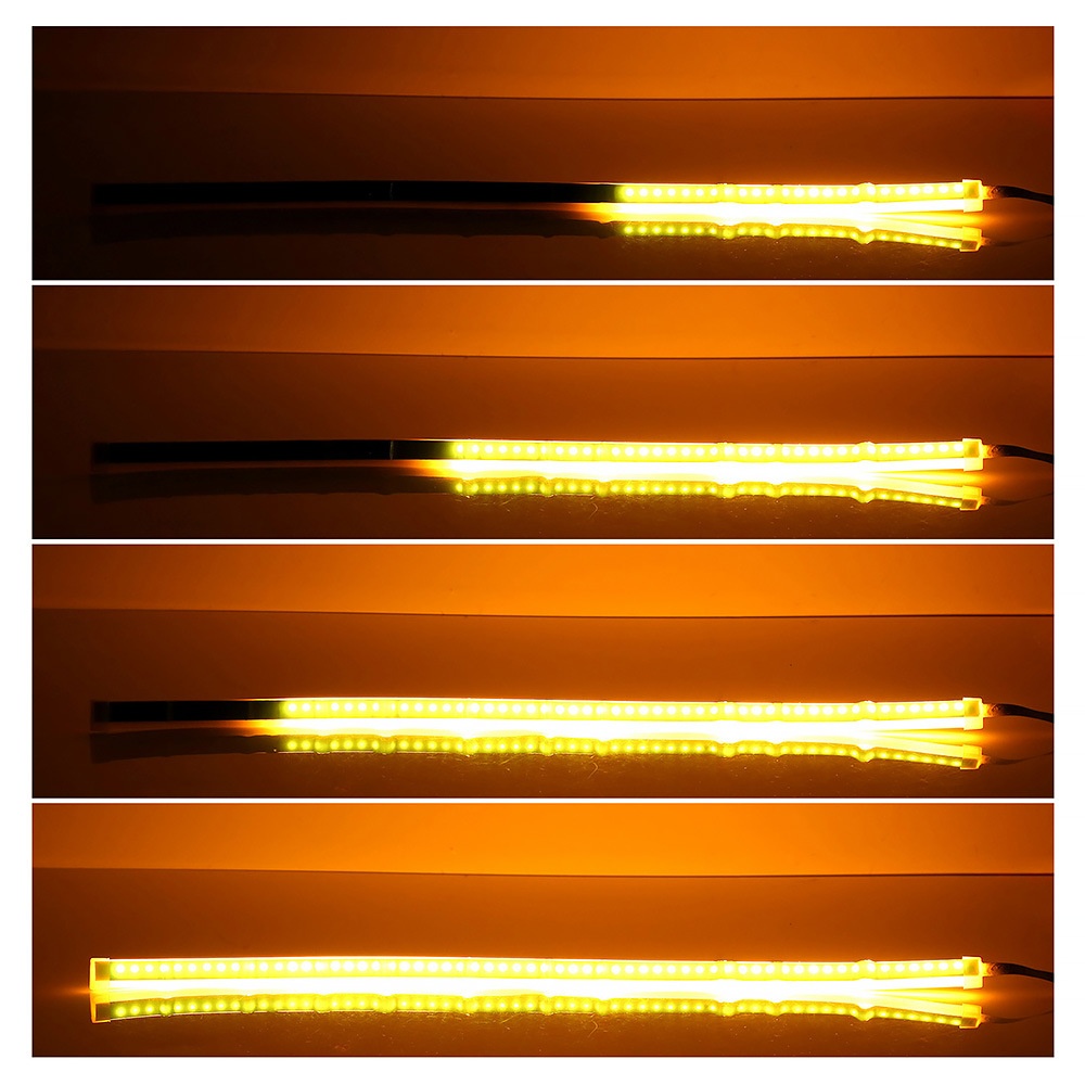 Ultrafine Cars LED Daytime Running Lights White Turn Signal Yellow Guide Strip for Headlight 30CM white yellow - Image 2