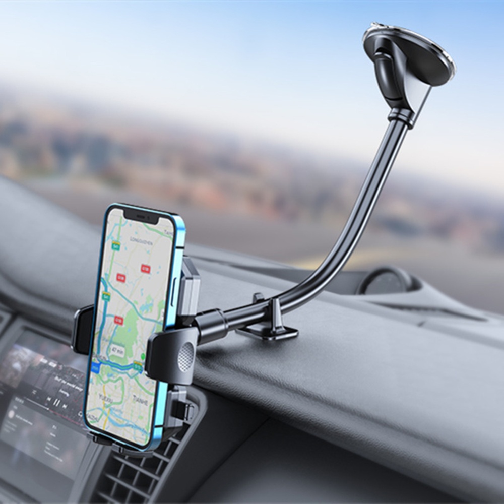 Windshield Car Phone Mount Holder Flexible Hose Extension Dashboard Suction Cup Bracket Black - Image 3