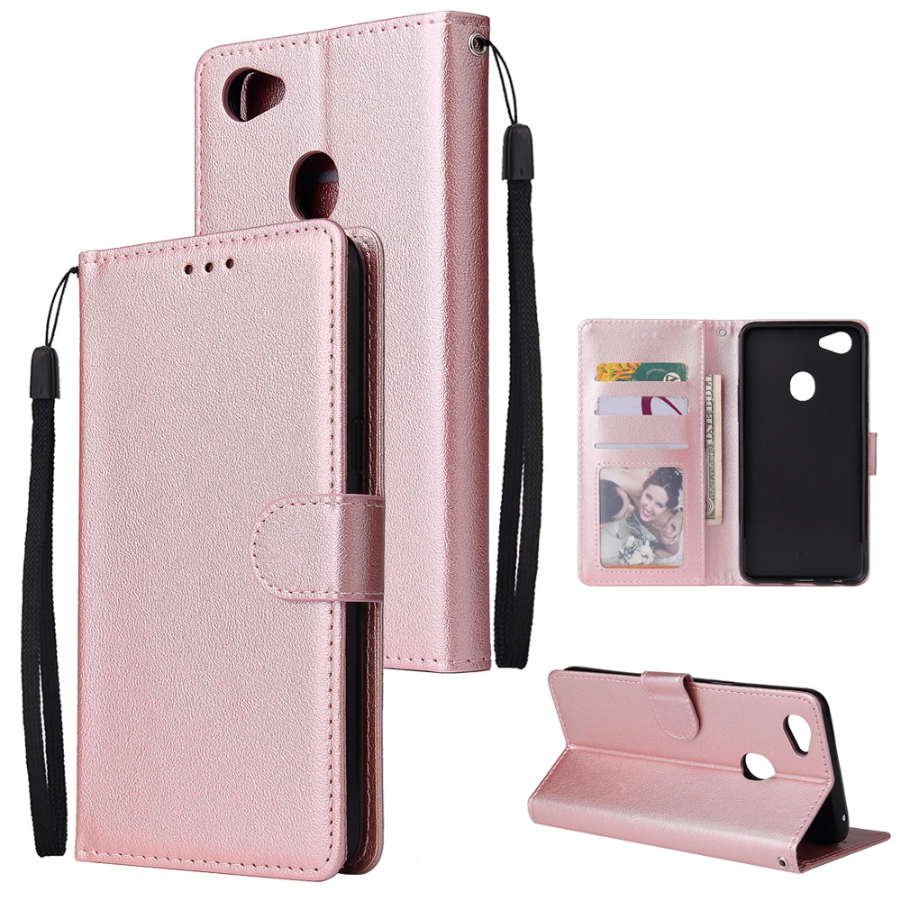 For OPPO F7 Wallet-type PU Leather Protective Phone Case with Buckle & 3 Card Position Rose gold - Image 3