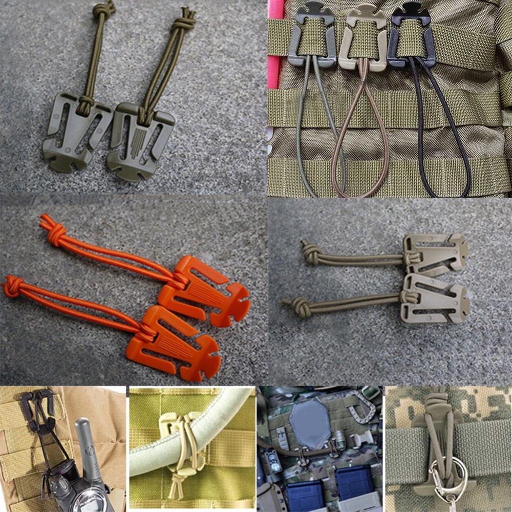 Pair Elastic Rope Hang Buckle 1 inch Webbing Finishing Fixed Coil Clamp ArmyGreen - Image 3