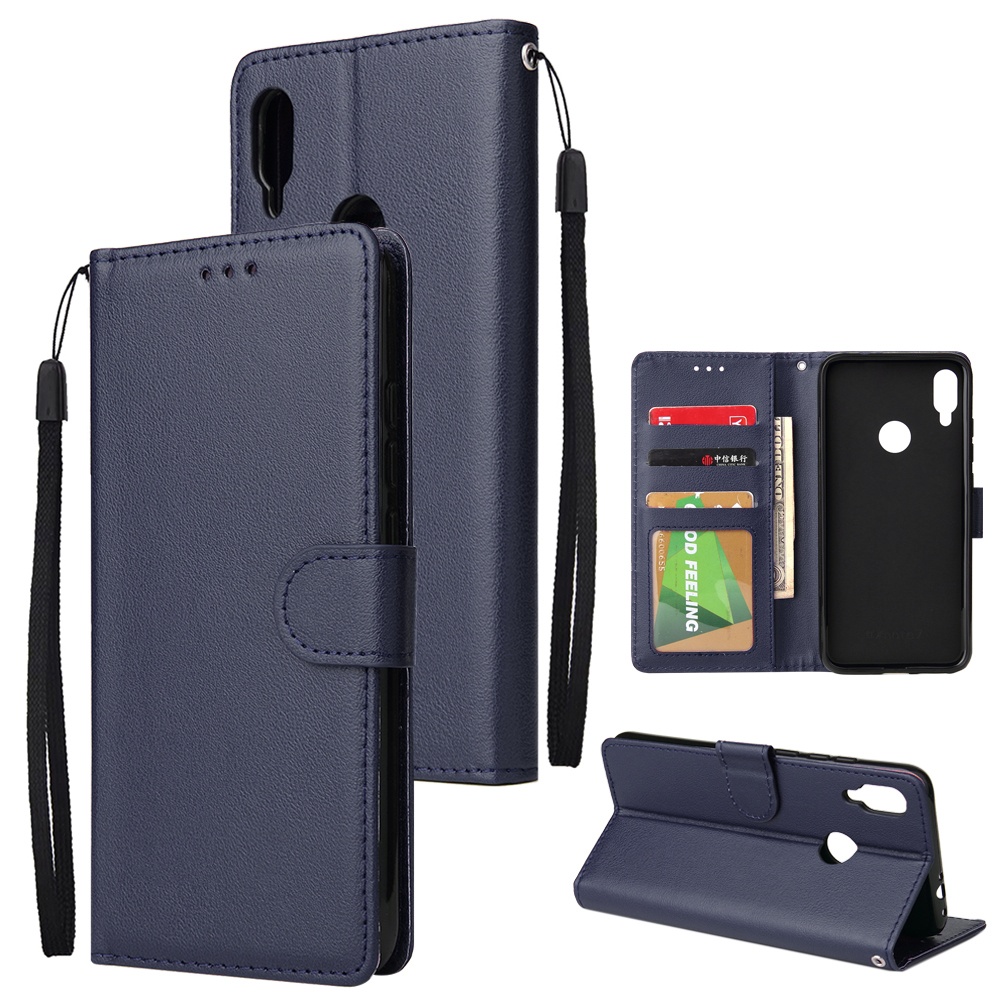 For Redmi note 7/Redmi 7pro Flip-type Leather Protective Phone Case with 3 Card Position Buckle Design Cover blue - Image 3