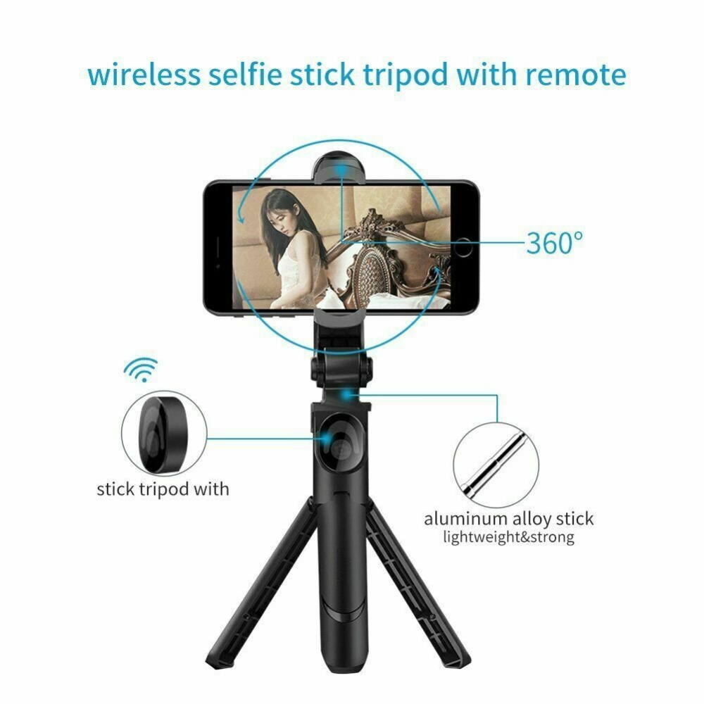 4 in 1 Wireless Bluetooth Selfie Stick Universal for IOS & Android black - Image 3