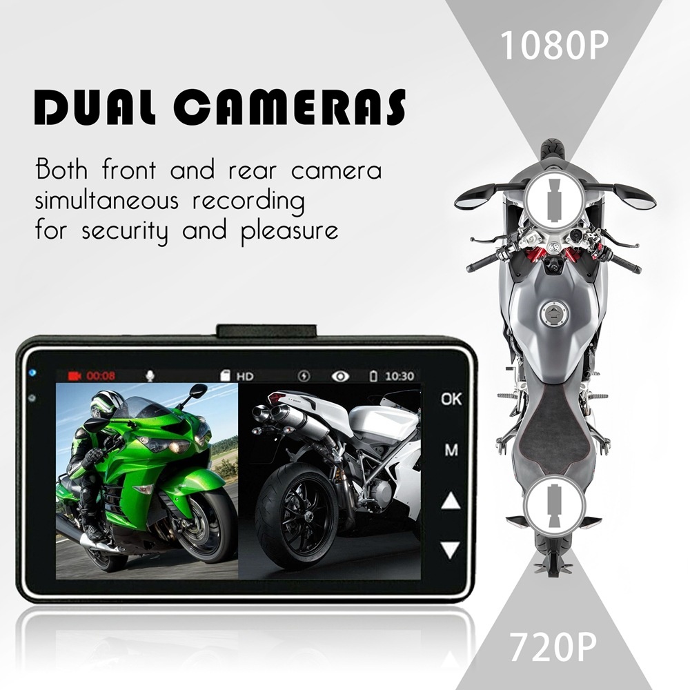 Motorcycle Carcorder Portable High Definition Abs 1080p Front Rear Dual Lens Dvr For Driving Boxed - Image 2