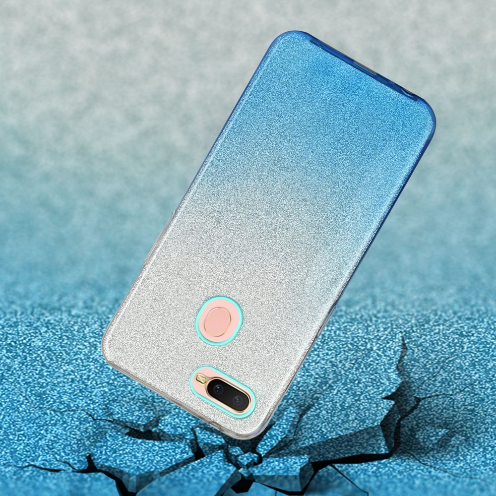 For OPPO F9/F9 Pro/A7X/F11 Pro/A8/A31 Phone Case Gradient Color Glitter Powder Cover with Airbag Bracket blue - Image 3