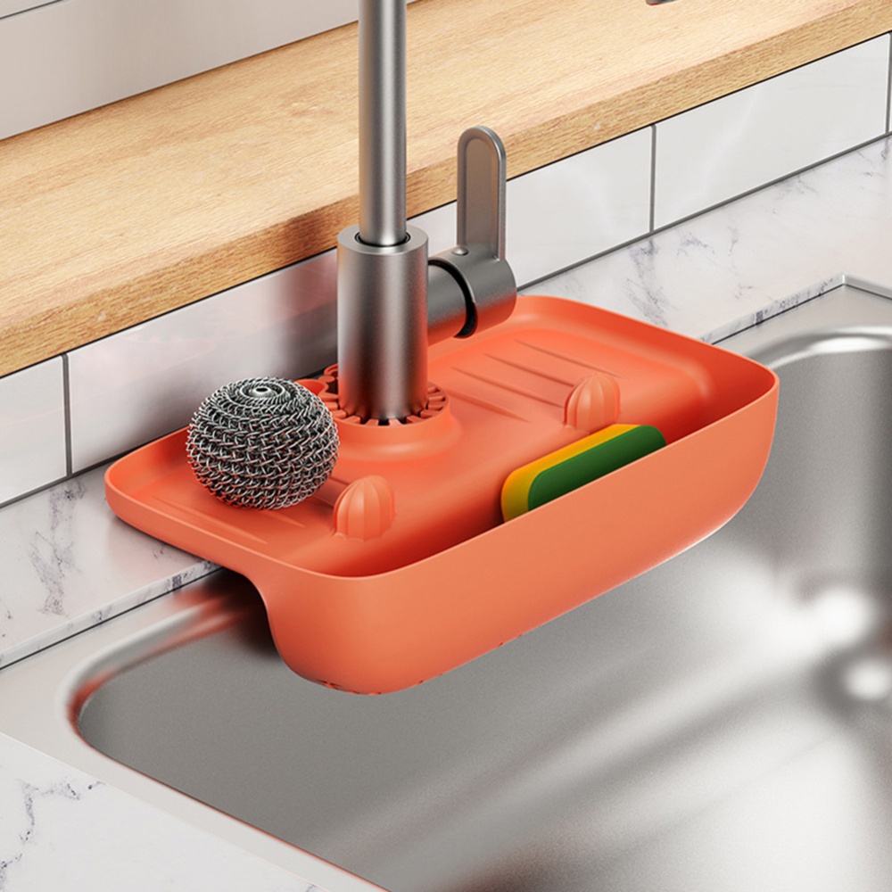 Kitchen Faucet Drain Rack Multi-purpose Anti-splash Non-slip Soap Sponge Wipe Sink Tray Holder Basket - Image 3