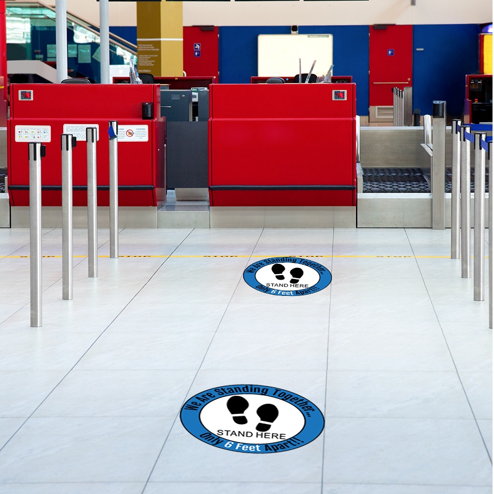 5pcs/10pcs Social Distancing Floor Decals For Safety Notice Marker We Are Stangding Together Stand Here Only 6 feet apart 5pcs - Image 2