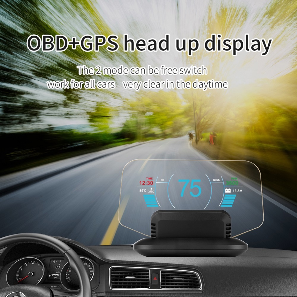 C1 HD Color LCD Display Car HUD Head Up OBD2 + GPS black - Image 2