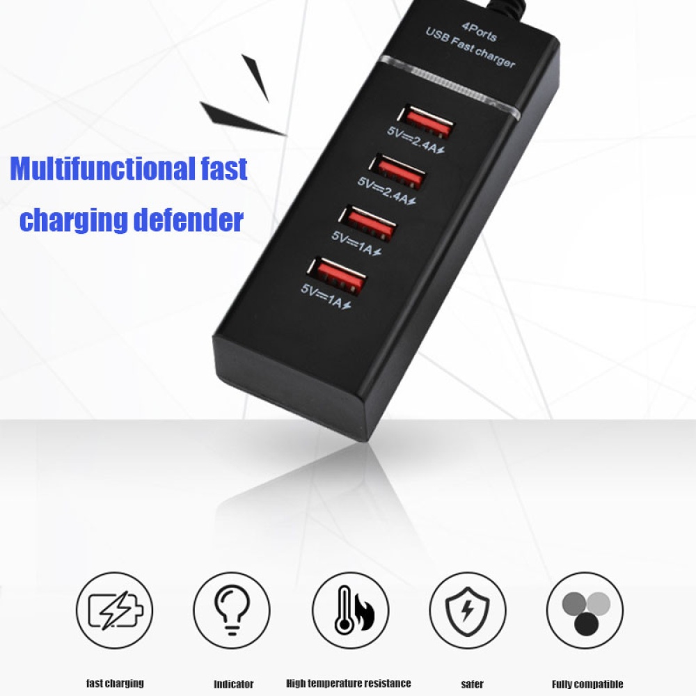 4 Ports High-speed Usb Charger Travel Mobile Phone 5v 2.4a Fast Charging For Phones EU Plug - Image 3