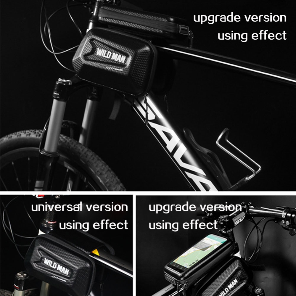 Bicycle Top Tube Bag Shell Shape TPU Touch Screen Waterproof Bike Frame black_Upgraded version - Image 2