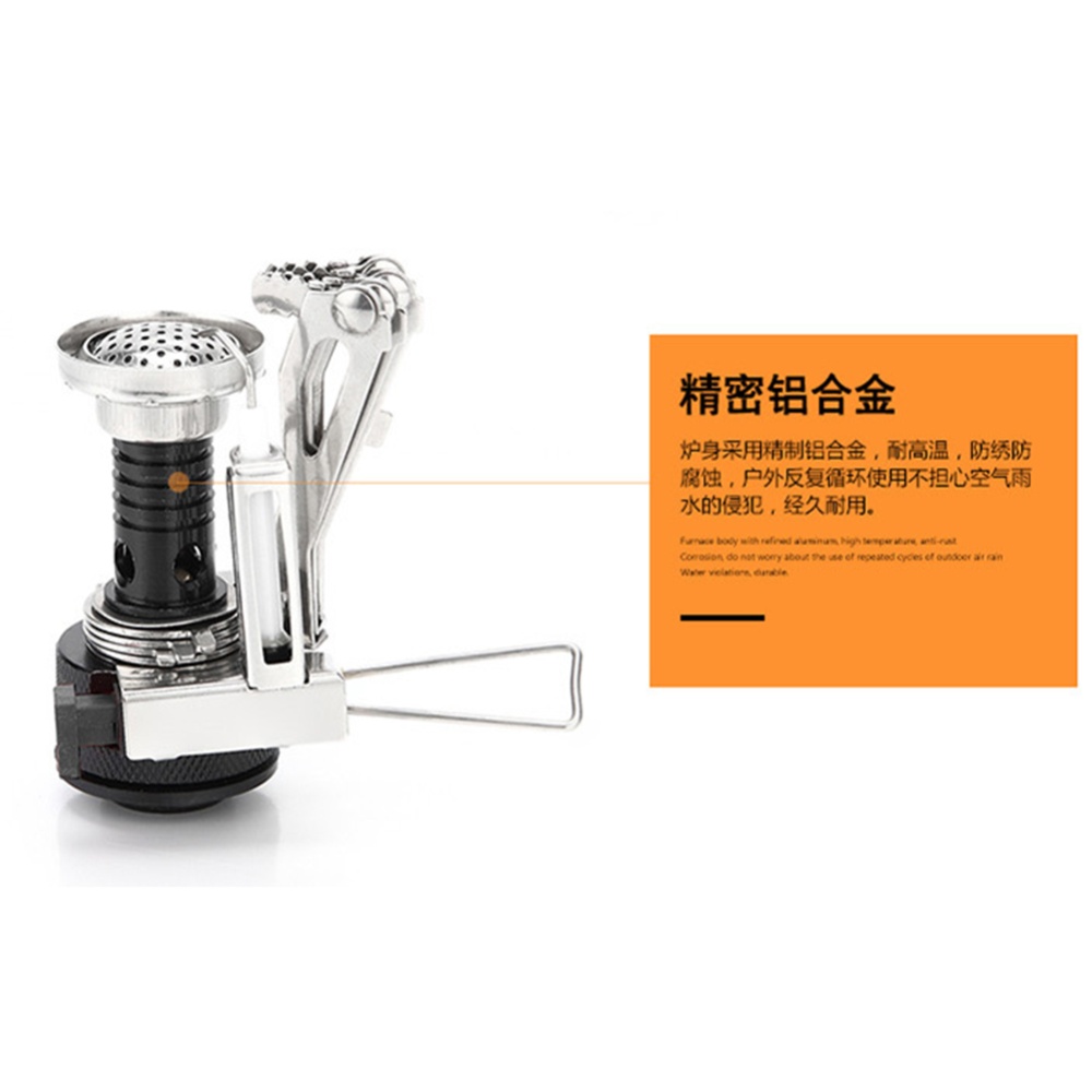 Mini Gas Stove Portable Foldable Aluminum Alloy Furnace Outdoor Picnic Cooking Camping AT6312-b black ignition - Image 3