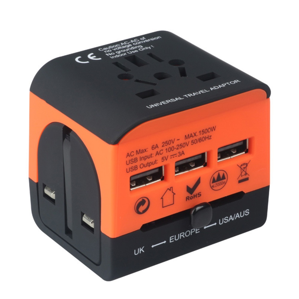 Universal Abroad Converter Charging Power Adapter British European Standard Portable Travel Socket Middle orange - multi-country travel outl - Image 3