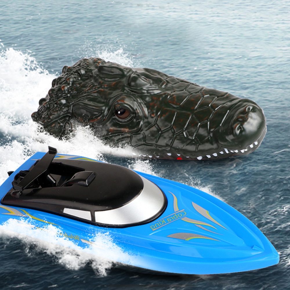 RH702 2.4G RC Boat Simulation Crocodile Head Racing Electric Waterproof Spoof Toy green - Image 3