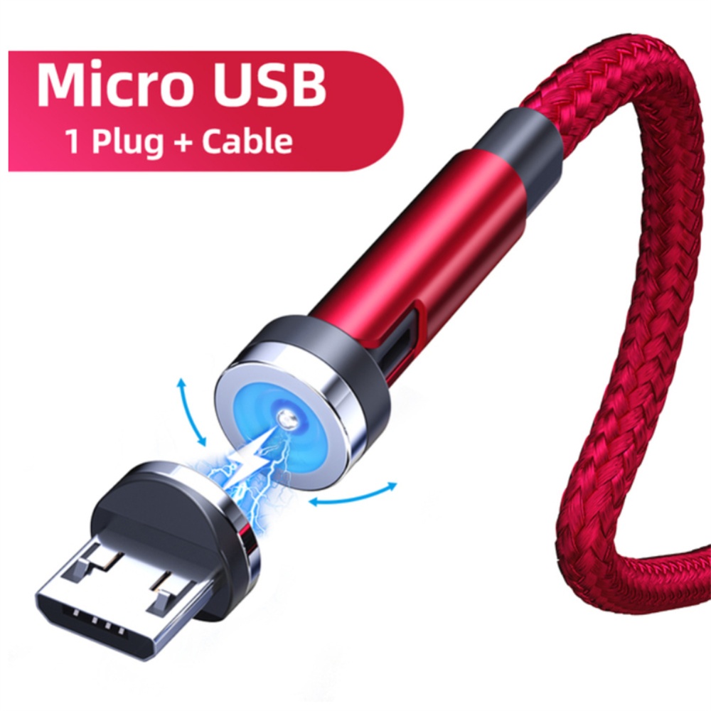 540-degree Rotate Magnetic Cable Led Indicator Light Fast Charging Compatible Black Micro Interface - Image 3