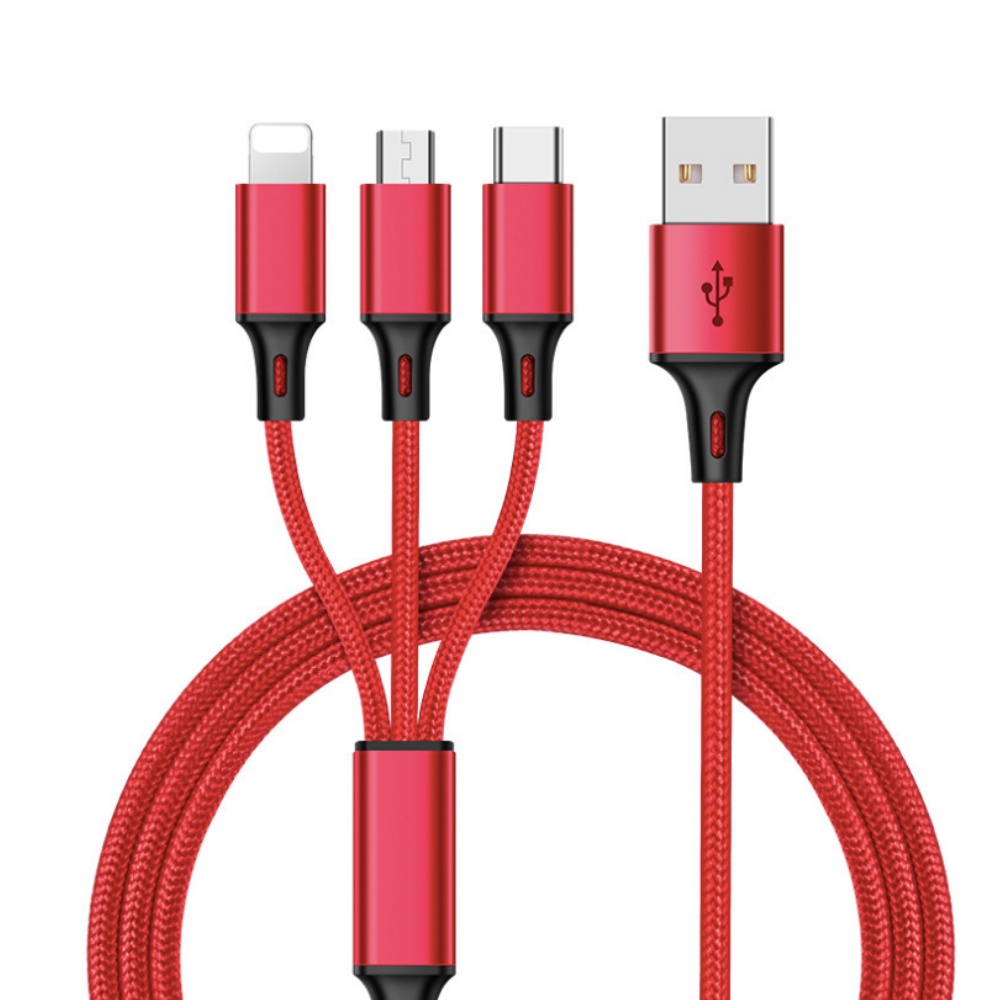 Fast USB Charging Cable Universal 3 in 1 Multi Function Cell Phone Cord Charger red - Image 3