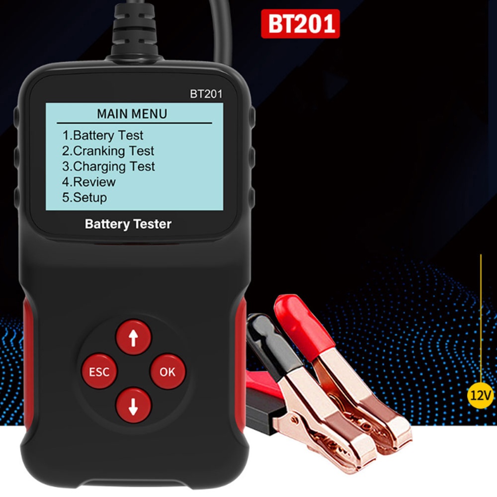 Bt201 Car Battery Tester Detector 12V Multi-functional Fault Scanner Automotive Diagnostic Tool Black Red - Image 2