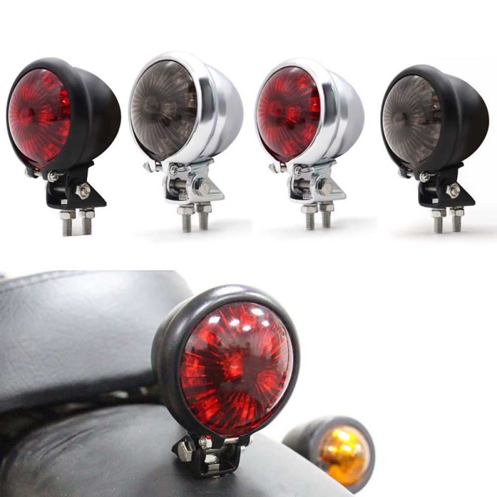 Motorcycle 12v Led Cafe Racer Style Stop Tail Light Motorbike Brake Rear Lamp Taillight Black shell red cover - Image 3