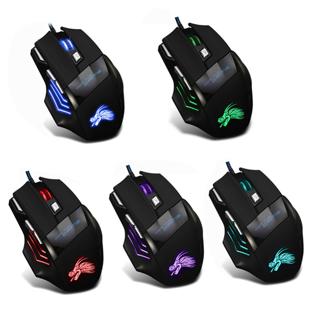 7 Buttons 5500 DPI Office Optical Mouse RGB Backlit For PC Laptop Colorful - Image 2