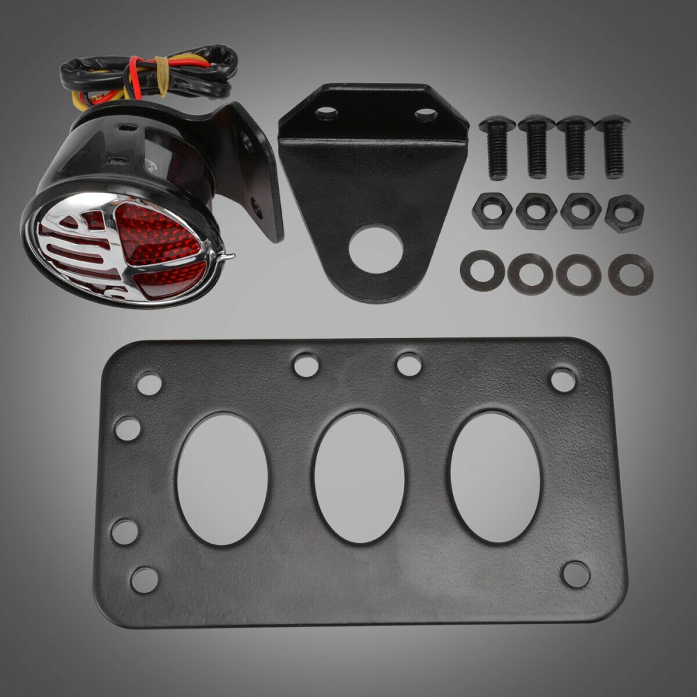 Motorcycle Side Mount Tail Light License Plate Bracket for Chopper Bobber large stop - Image 3