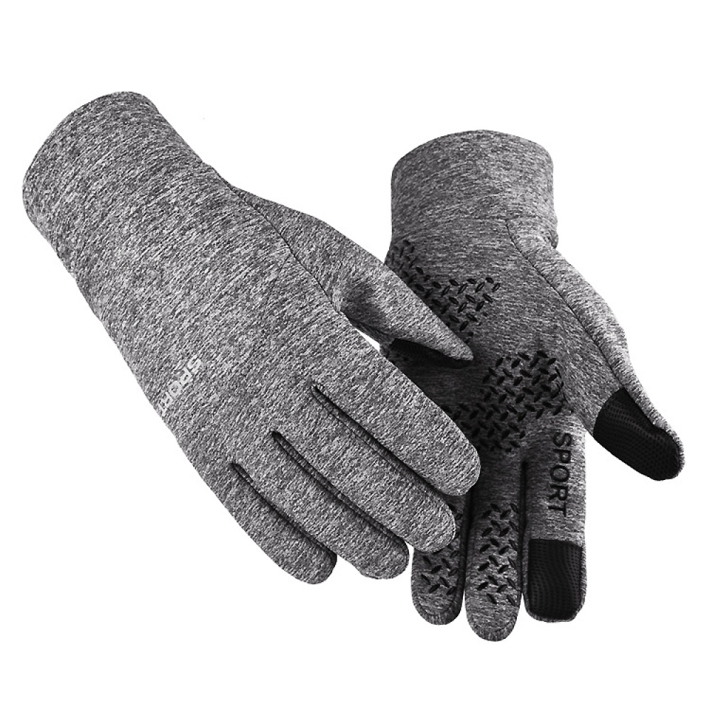 Men Women Gloves Autumn Winter Warm Touchscreen Nonslip Outdoor Riding gray_M