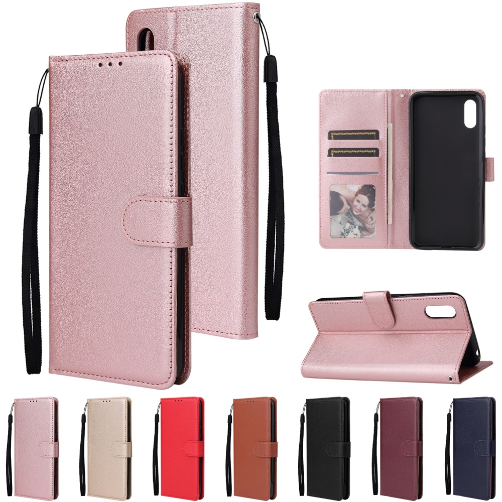 For Redmi 9A/Redmi 9C PU Leather Mobile Phone Cover with 3 Cards Slots Frame blue - Image 3