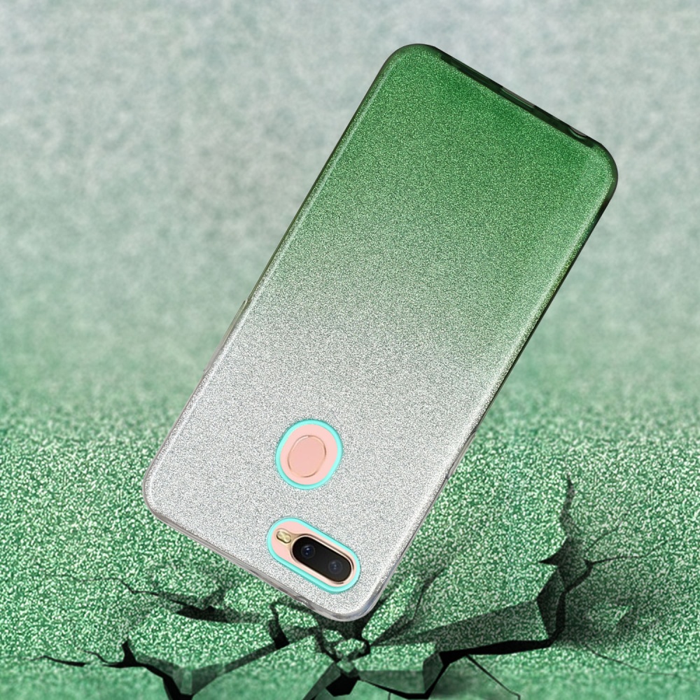 For OPPO F9/F9 Pro/A7X/F11 Pro/A8/A31 Phone Case Gradient Color Glitter Powder Cover with Airbag Bracket green - Image 3