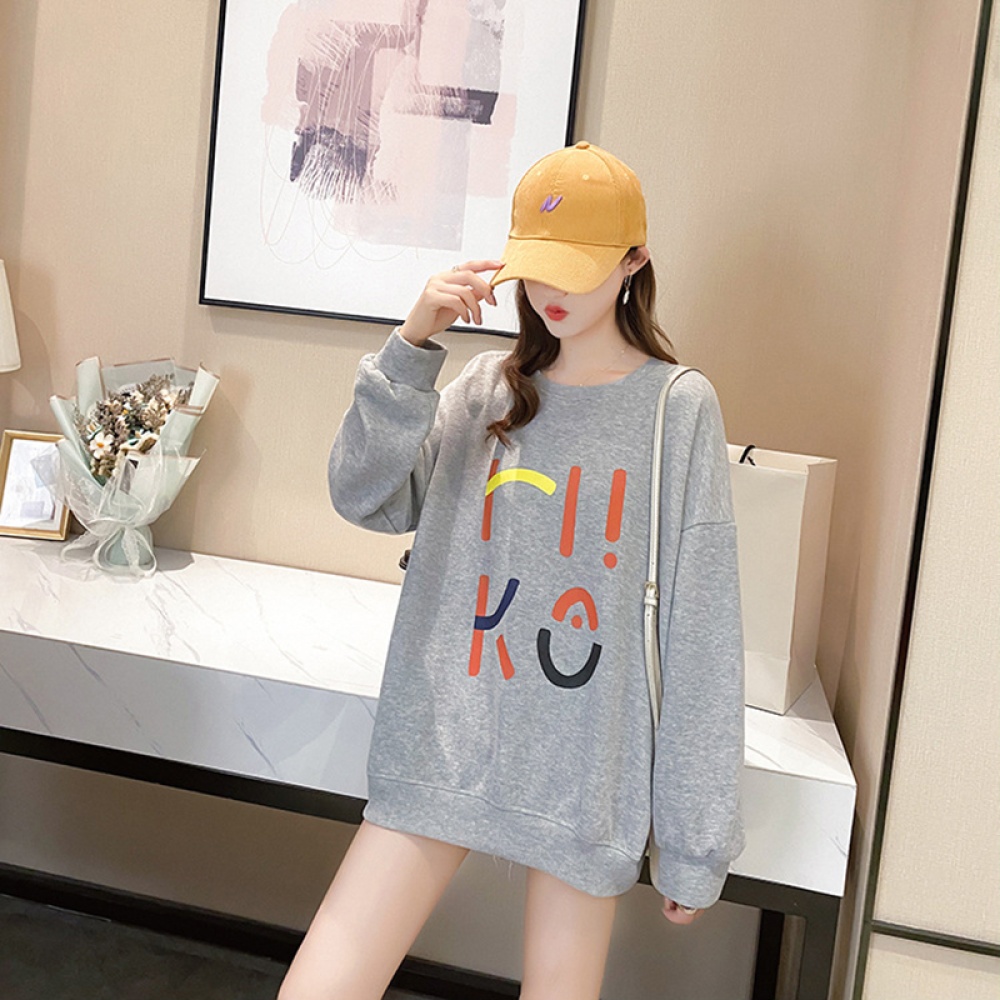 Women's Hoodie Spring and Autumn Thin Loose Pullover Long-sleeve Hooded Sweater Gray _M - Image 2