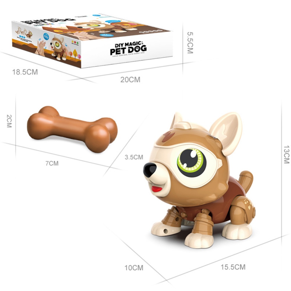 Robot Dog For Kids Diy Electronics Robotic Toys With Bone Voice Touch Control Smart Pet brown - Image 2