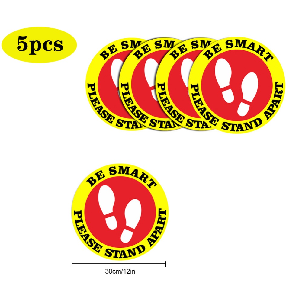 5pcs/10pcs Social Distancing Floor Decals For Safety Notice Marker BE SMART PLEASE STAND APART 5pcs - Image 3