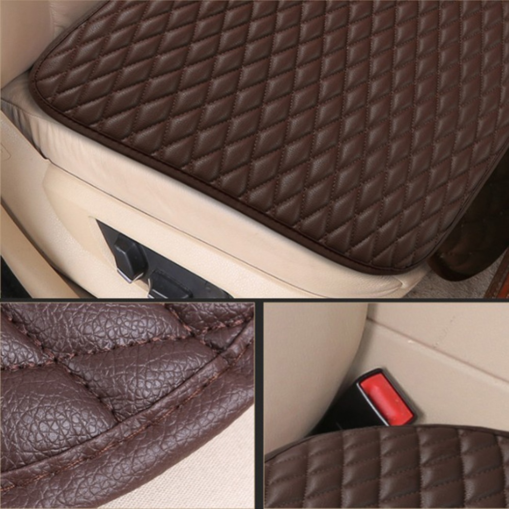 3pcs Universal Car Seat Cover PU Leather Cushions Organizer Auto Front Back Seats Covers Protector Mat Beige single - Image 2