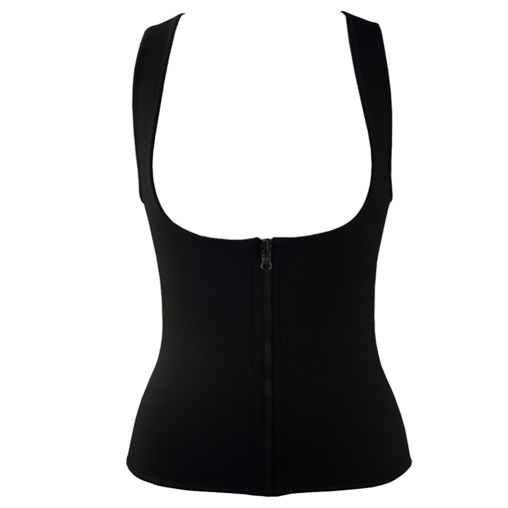 Women Neoprene Zipper Suit Waist Trainer Vest for Weightloss Hot Thermal Corset black_L - Image 3