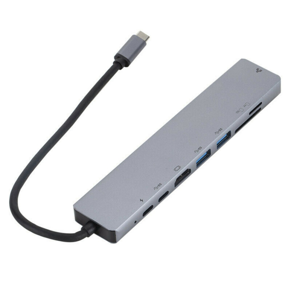 8-in-1 USB-C to Type-C USB 3.0 HDMI 4K VGA RJ45 Adapter HUB Multi-function Silver - Image 3