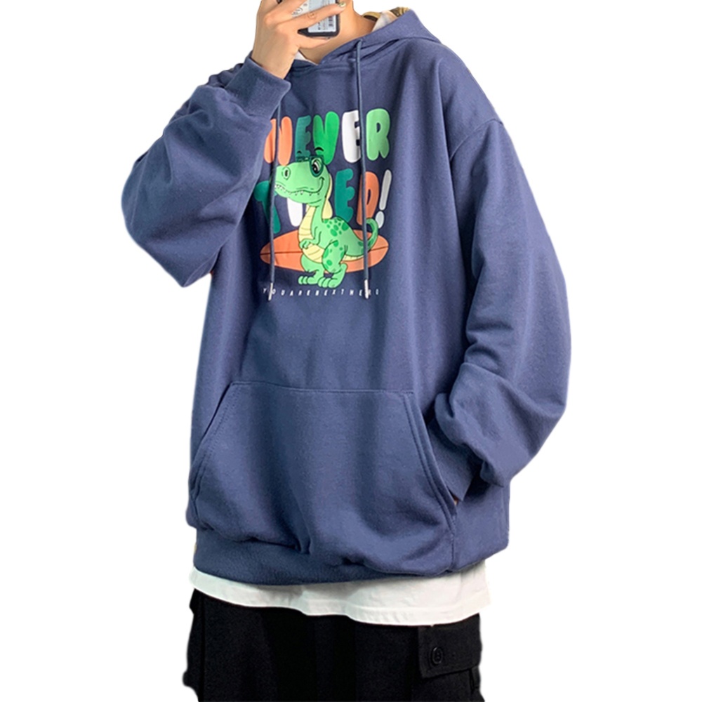 Men's Hoodie Loose Thin Animal Printed Long-sleeve Hooded Sweater Dark blue _L - Image 3