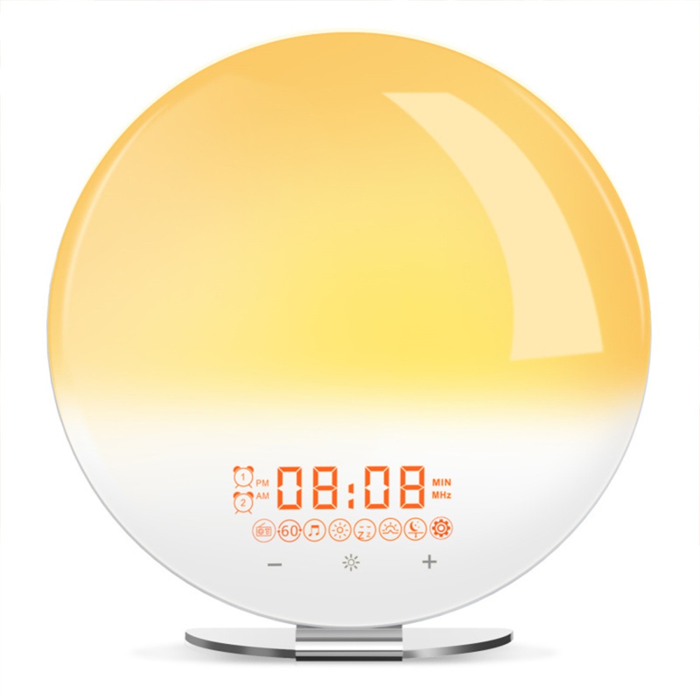 Wake Up Light Sunrise Sunset Alarm Clock Colorful Lights Natural Sounds Aid Bedside Lamp US Plug