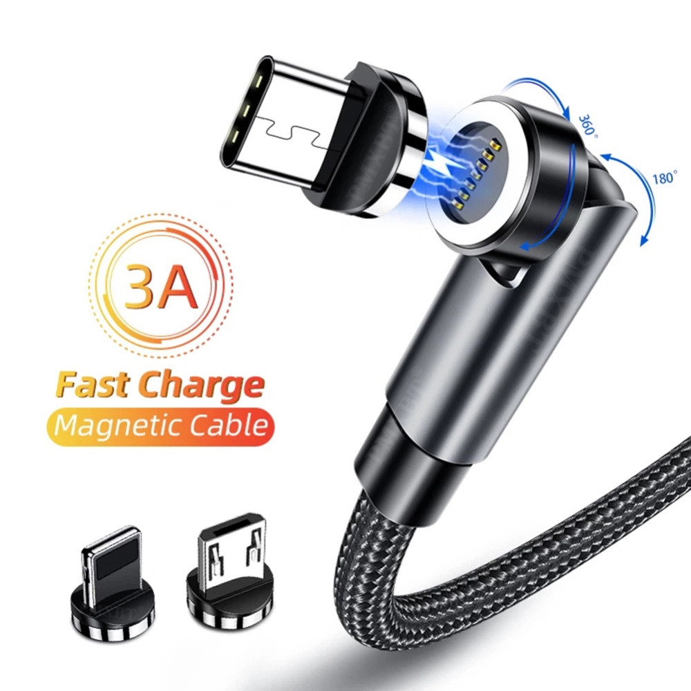 540-degree Rotating Magnetic Cable 3A Fast Charging Charger Usb Data Compatible For Iphone Xiaomi Phone type-C interface - Image 3